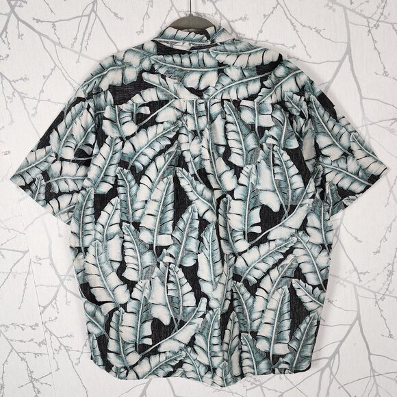 Cooke Street Tropical Leaves Print 100% Cotton Short Sleeve Shirt - Picture 2 of 4